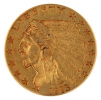 1913 Indian Head $2.50 Gold Quarter Eagle