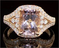 14K Rose Gold 3.62 ct Morganite and Diamond Ring