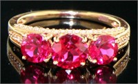 10kt Rose Gold 2.50 ct Ruby 3 Stone Ring