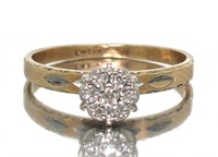 10kt Gold Diamond Cluster Estate Ring