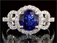 14kt Gold 3.12 ct Round Sapphire & Diamond Ring