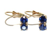 14kt Gold Sapphire Hoop Earrings