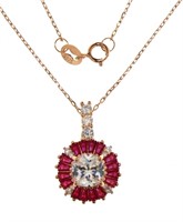 Stunning 3.60 ct Ruby & White Topaz Necklace