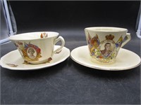 Two Coronation Cups and Saucers