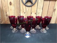 10 Red Tint Goblet Glasses