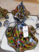 Pair of Blown Glass Hanging Lights