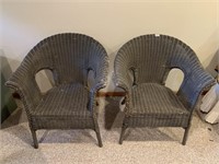 Set of wicker chairs, not resin.