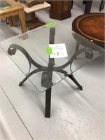 Glass top, metal base table