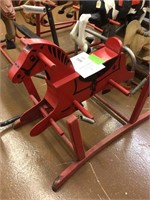 red wood rocking horse