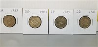 4 Great Britian 1 Pound Coins
