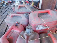 6 RED GAS CANS  PLASTIC