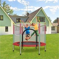 55" Kids Trampoline, With Safety Enclosure Net &