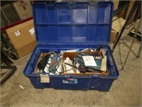 Blue Rubbermaid case of miscellaneous