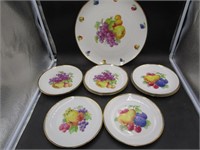 Large Cake Plate w 8 Matching Plates