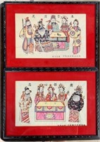 Set of 2 Asian Watercolors on Paper.
