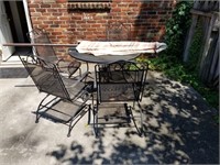 5 PIECE  ROD IRON PATIO TABLE AND CHAIRS W
