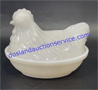 Small Glass Nesting Chicken