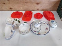 lot of dishes - butter dish, plates, etc.