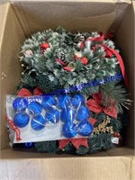 Large Box of Holiday Wreaths & Decor