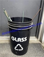 Plastic Glass Bucket w/ Some Stakes