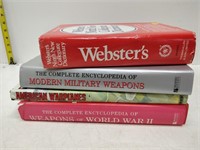 3 war books and a dictionary