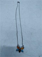 lovely sterling silver amber & turquoise necklace