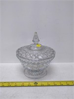 early crystal pedestal dish with lid