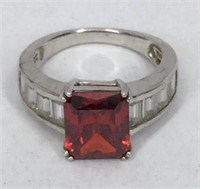 Sterling Ring with Red Stone