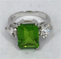 Sterling and Green Semi-Precious Ring