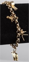 Italian 14K Yellow Gold & Amethyst Charm Bracelet