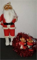 Santa 12", 2 elf's, retro tinsel (Japan)
