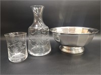 Gorham Silverplate Bowl & Bedside Carafe with
