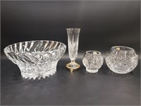 Crystal Bow, Vase and Rose Bowls