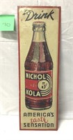 Tin sign "Nicola Cola" Aprox 24 x 8 small s