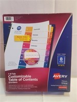 AVERY 1-8 TAB CUSTOMIZABLE TABLE OF CONTENTS
