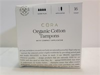 CORA Organic Cotton Tampons 16 count SUPER PLUS