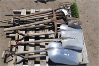 Assorted Shovels, Forks, Brooms etc.