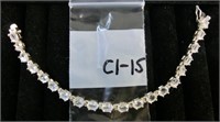 C1-15 sterling Tennis bracelet w/clear stones