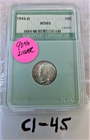 C1-45 1945d Mercury dime MS-65