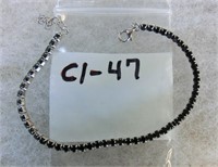 C1-47 sterling Tennis bracelet w/black stones