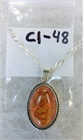 C1-48 Sterling & amber drop w/sterling chain