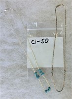 C1-50 two sterling & turquoise necklaces
