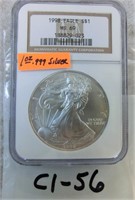 C1-56  1998  $1 Eagle MS-69 1oz. .999 silver