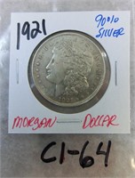 C1-64  1921 Morgan silver dollar