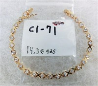 C1-71 sterling vermeil Tennis bracelet w/clear
