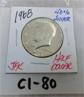 C1-80  1968 Kennedy half dollar 40% silver