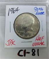 C1-81  1964 Kennedy half dollar 90% silver