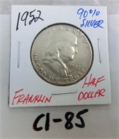 C1-85  1952 Franklin half dollar 90% silver