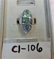 C1-106 sterling ring w/abalone inlay in a swirl
