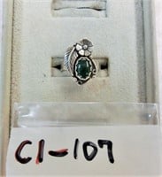 C1-107 Native American sterling floral ring